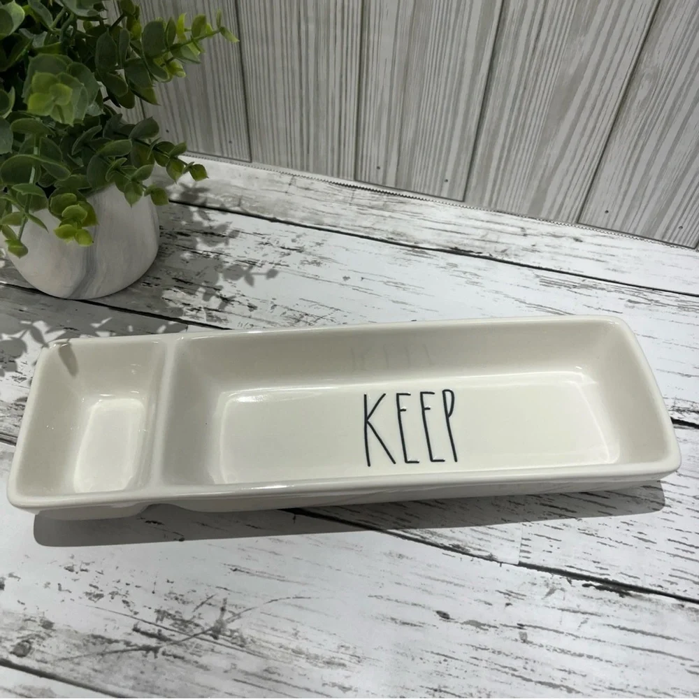 Rae Dunn White  Dish Desk Jewelry Organizer Tray